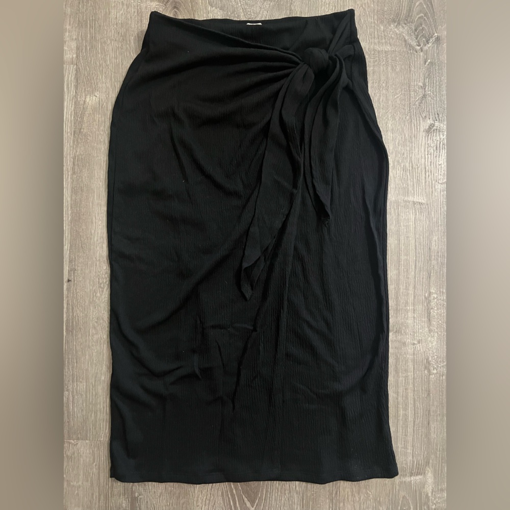 a new day Black Midi Side Tie Skirt